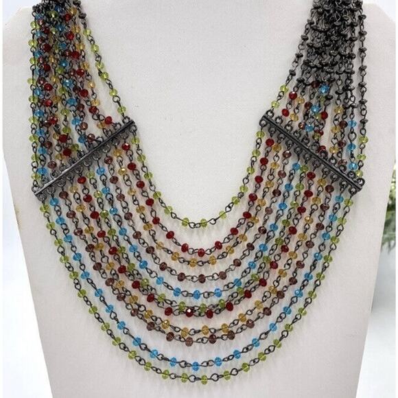 Fern Finds Five Strand Multi-strand multi-color Colorful Necklace 16-20" - Picture 2 of 6